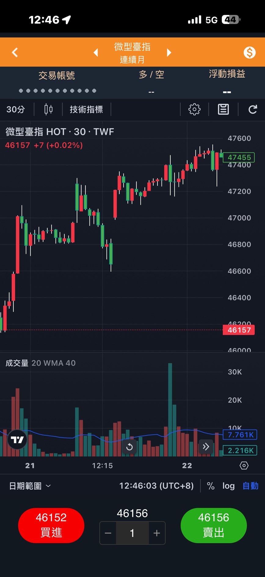 犀力環球 2.0 手機 App 看盤下單畫面